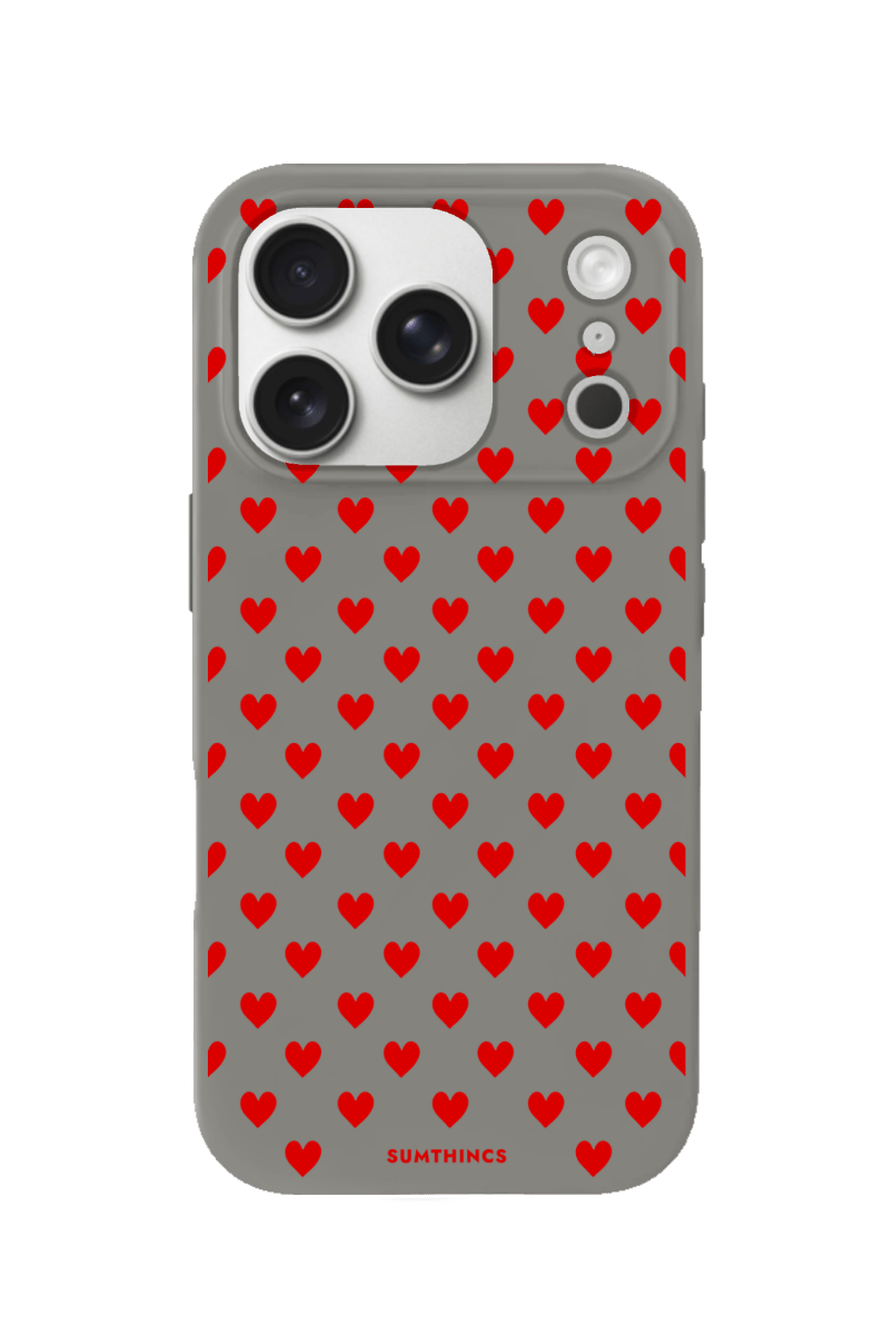 iPhone 17 Pro Little Hearts Premium Telefon Kılıfı Gri - SUMTHINCS
