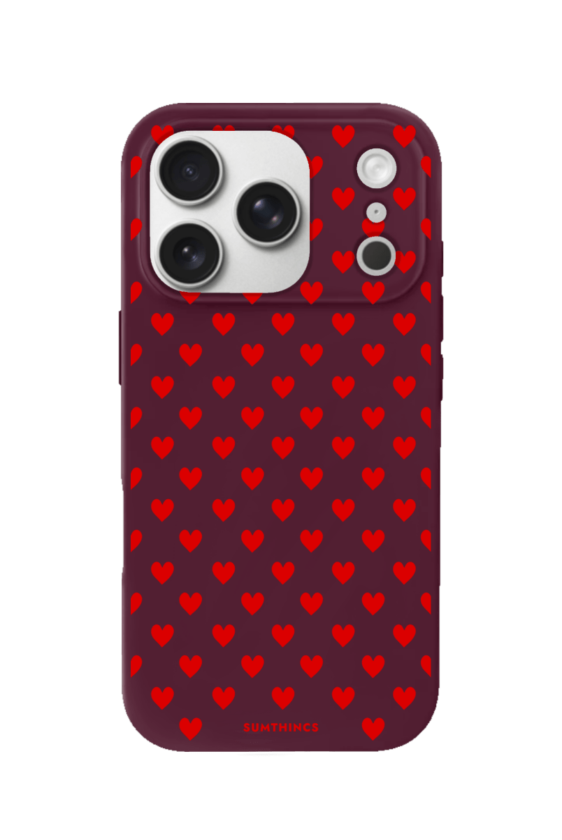 iPhone 17 Pro Little Hearts Premium Telefon Kılıfı Bordo - SUMTHINCS