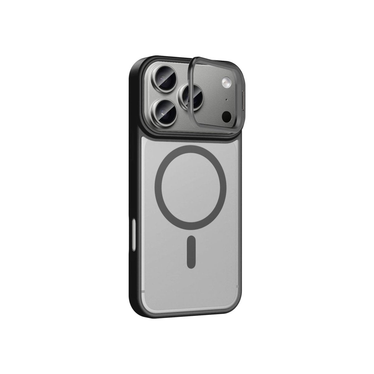 iPhone 17 Pro MagSafe Metal Kamera Standlı Silikon PC Kılıf Siyah - SUMTHINCS