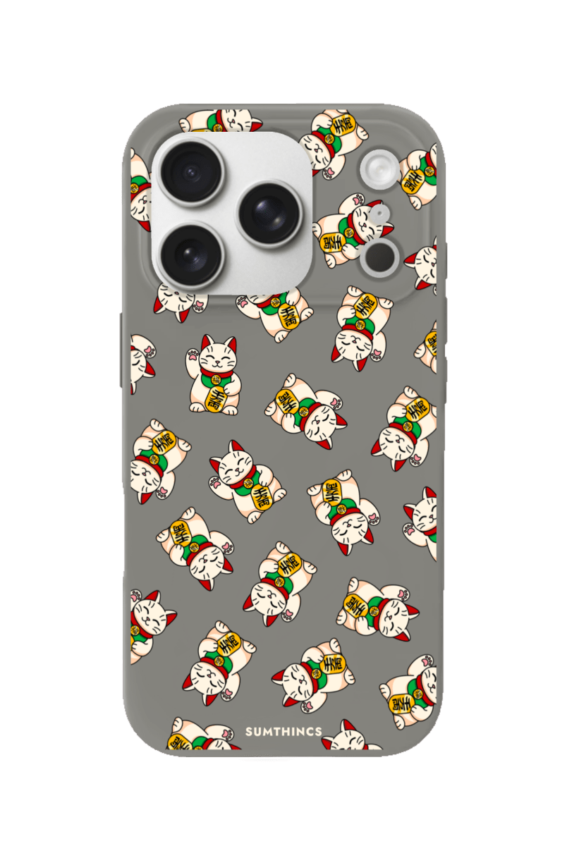 iPhone 17 Pro Maneki Neko Premium Telefon Kılıfı Gri - SUMTHINCS