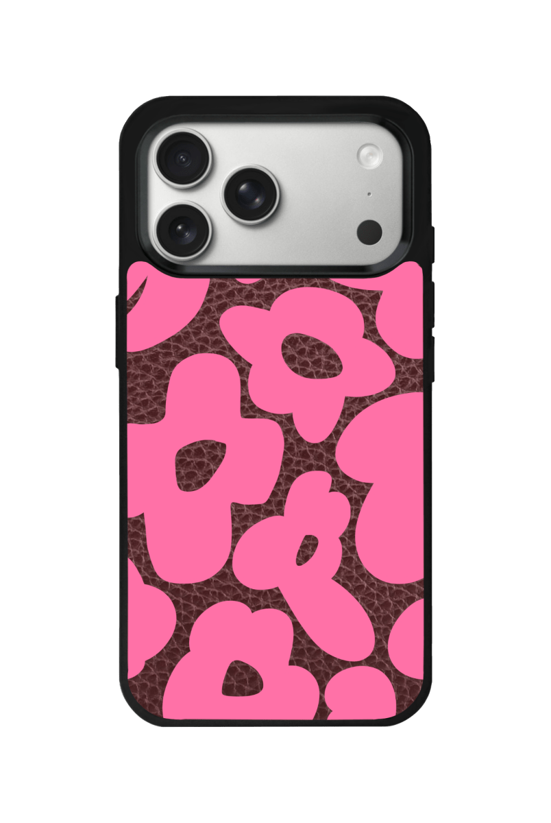 iPhone 17 Pro Max Daisy Pop Leather Deri Telefon Kılıfı Bordo - SUMTHINCS