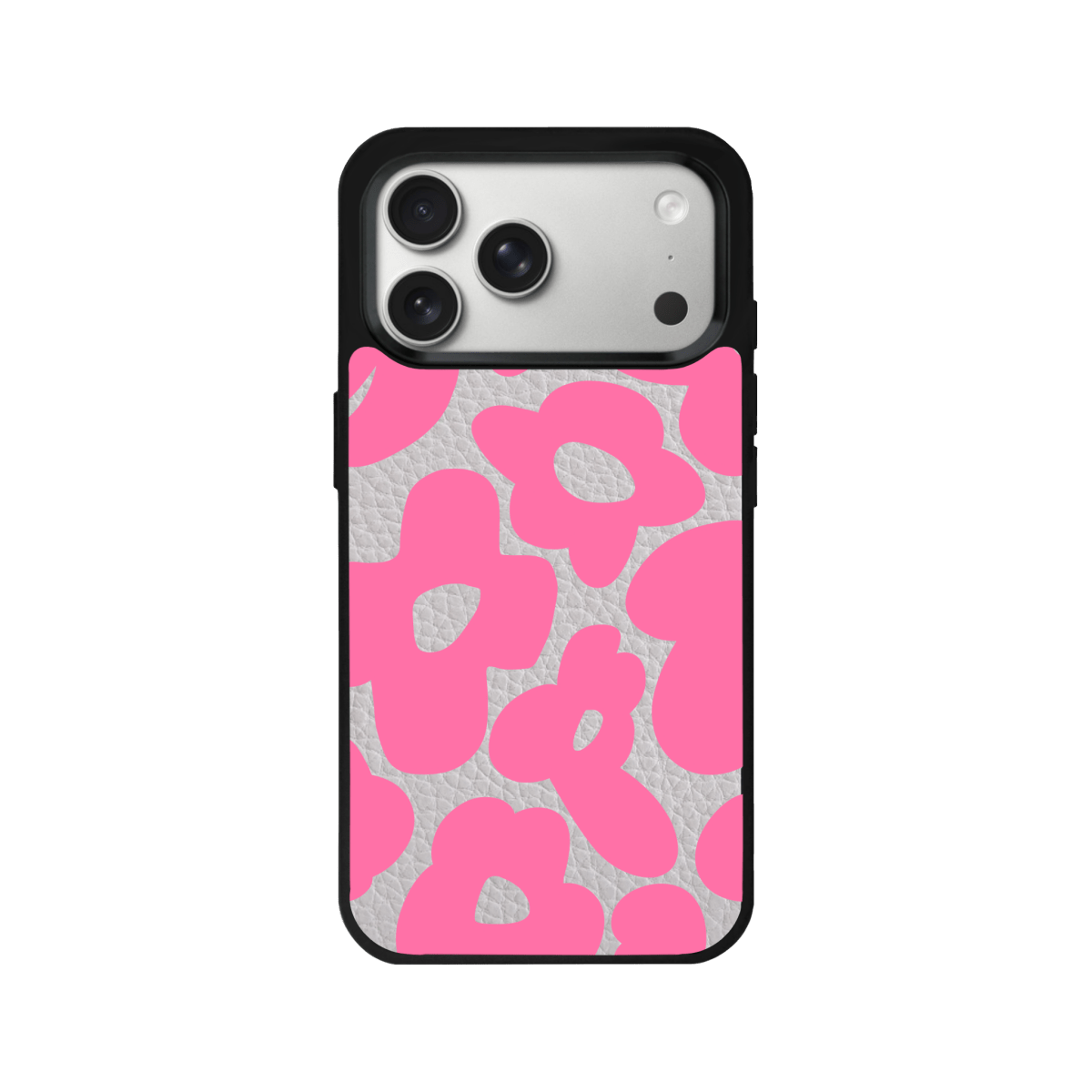 iPhone 17 Pro Max Daisy Pop Leather Deri Telefon Kılıfı Gri - SUMTHINCS