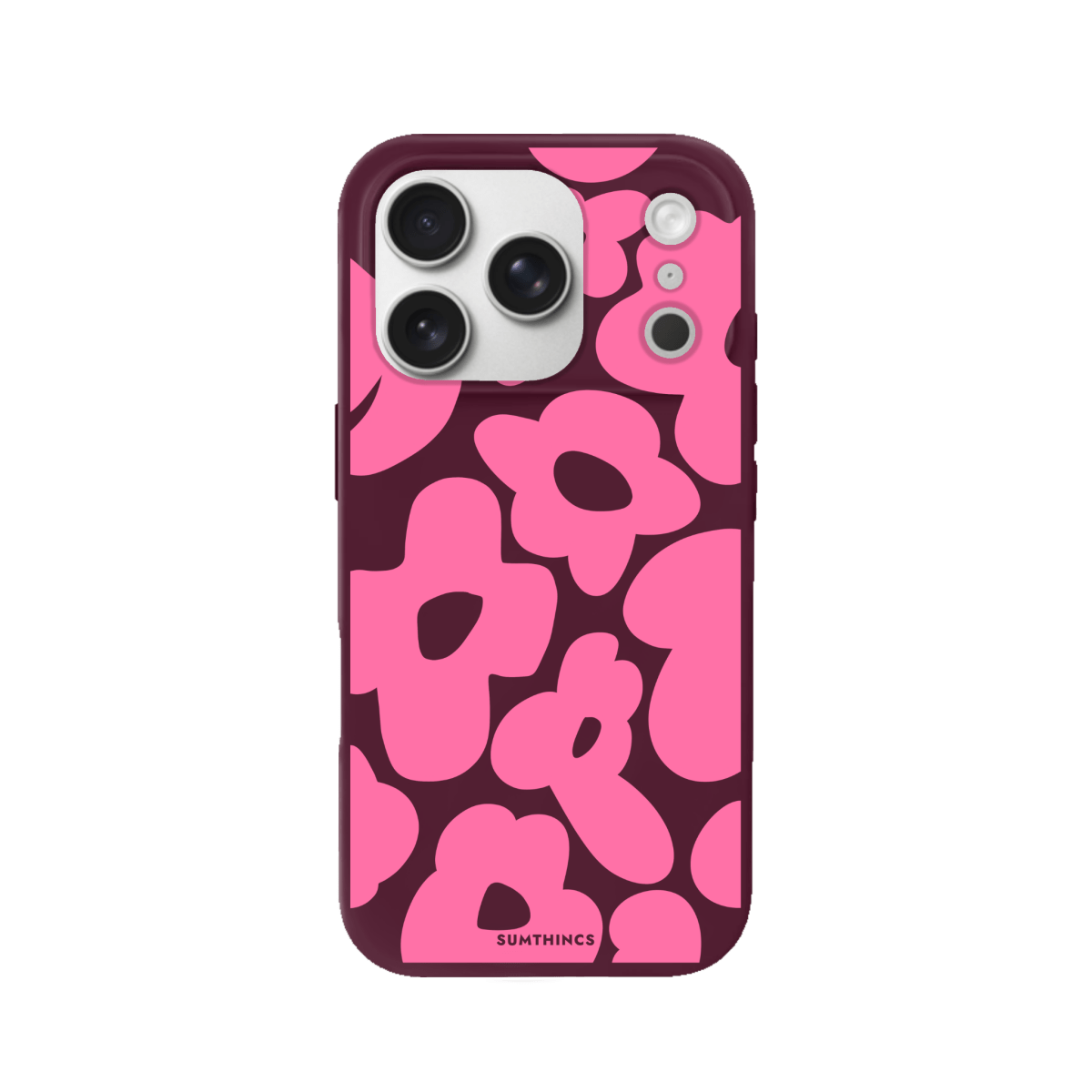 iPhone 17 Pro Max Daisy Pop Premium Telefon Kılıfı Bordo - SUMTHINCS