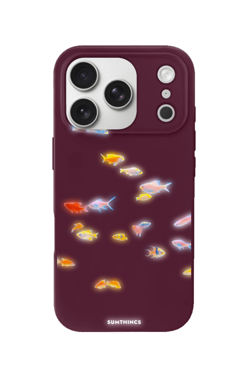 iPhone 17 Pro Max Neon Fish Premium Telefon Kılıfı Bordo - SUMTHINCS