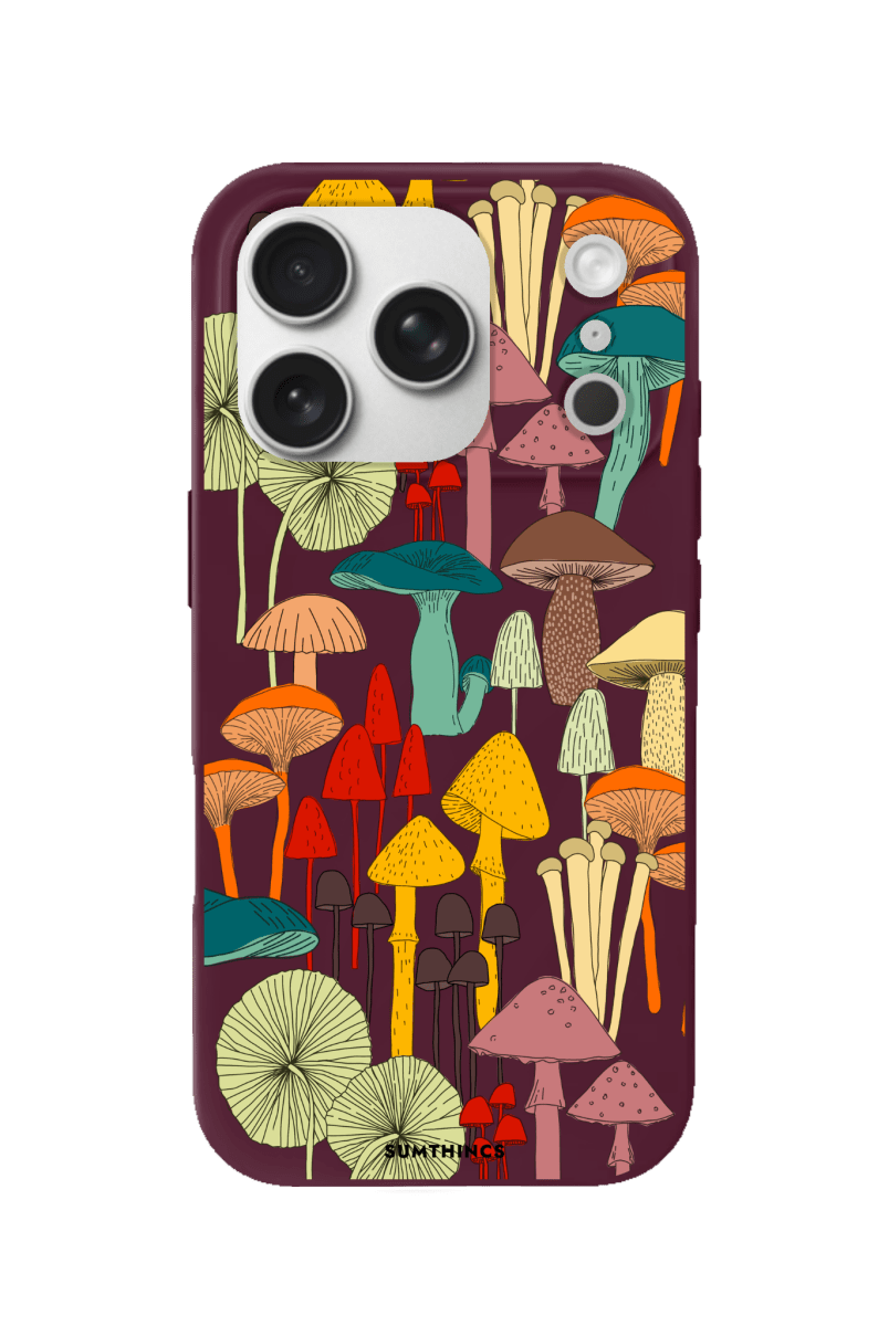 iPhone 17 Pro Mushrooms Premium Telefon Kılıfı Bordo - SUMTHINCS