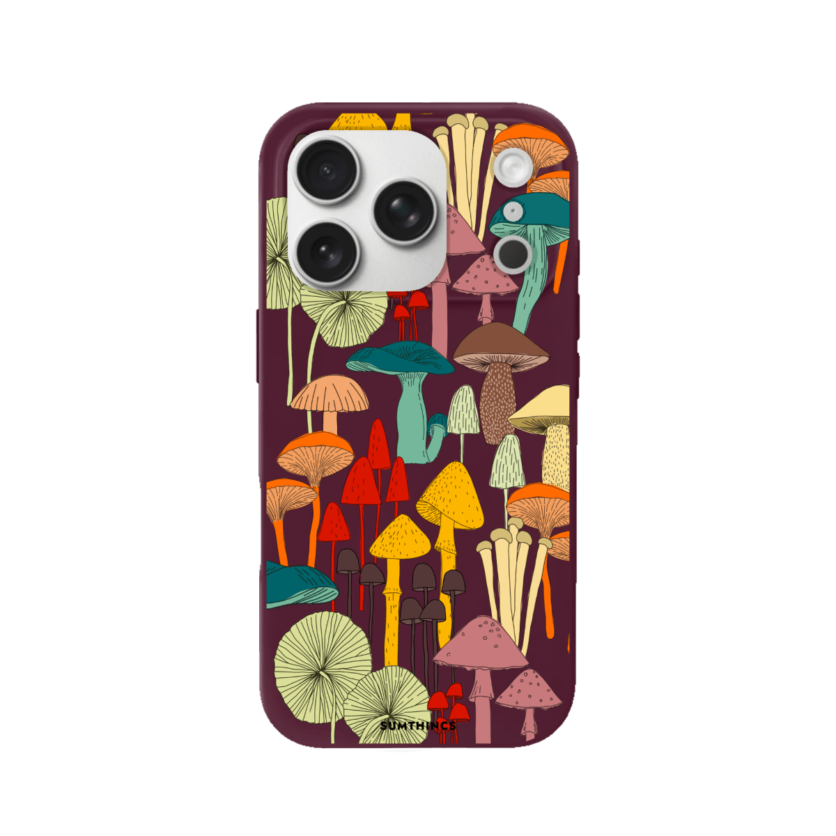 iPhone 17 Pro Mushrooms Premium Telefon Kılıfı Bordo - SUMTHINCS
