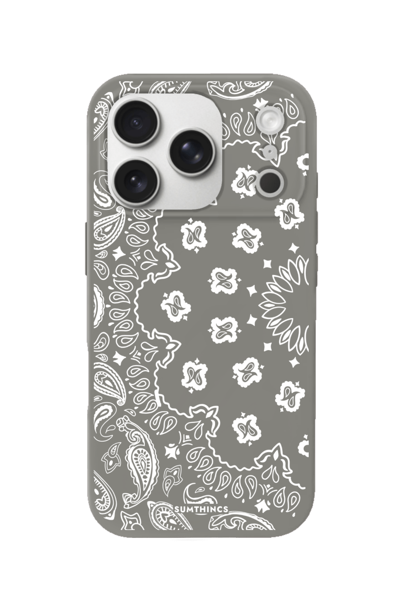 iPhone 17 Pro Paisley Premium Telefon Kılıfı Gri - SUMTHINCS