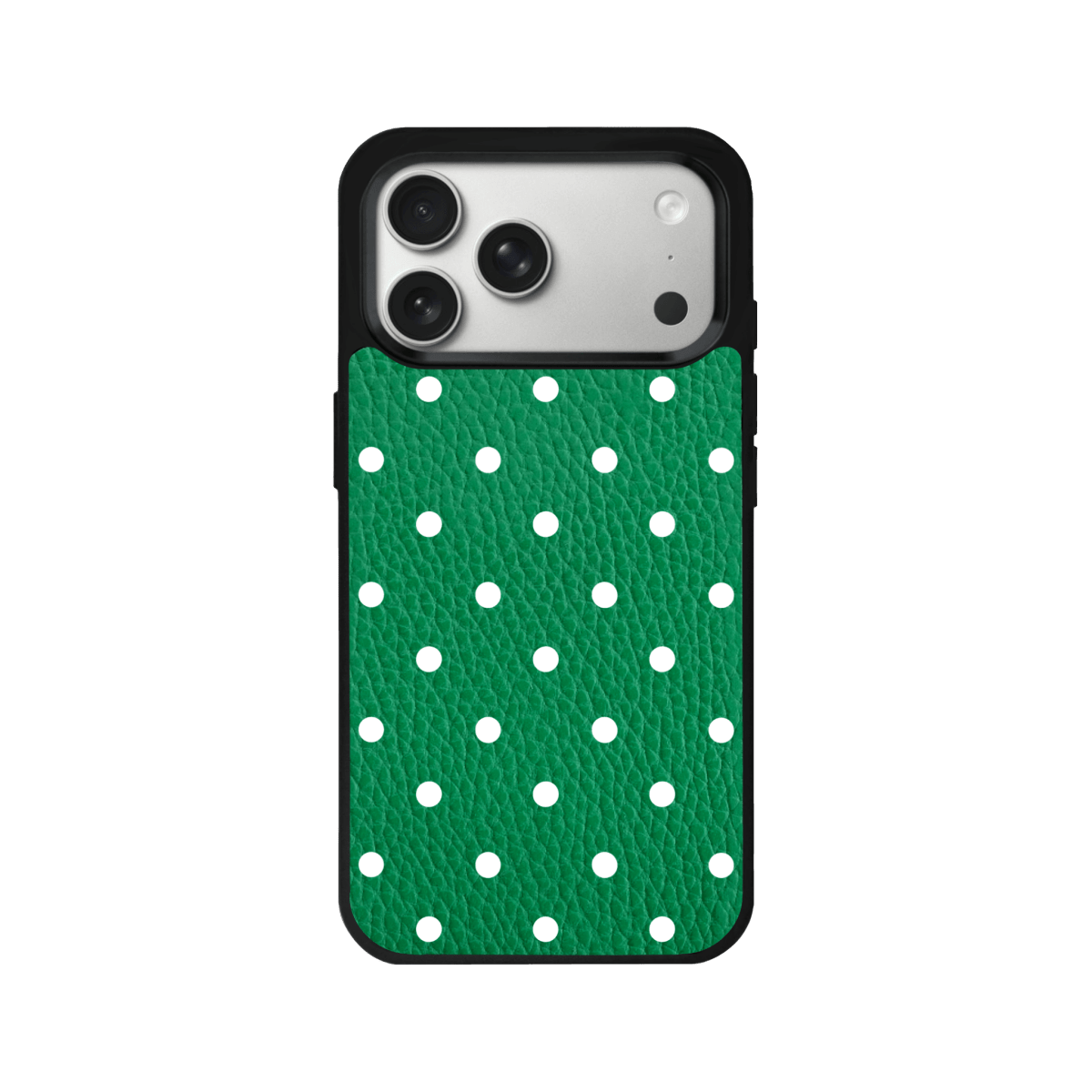 iPhone 17 Pro Polka Dot Leather Deri Telefon Kılıfı Yeşil - SUMTHINCS