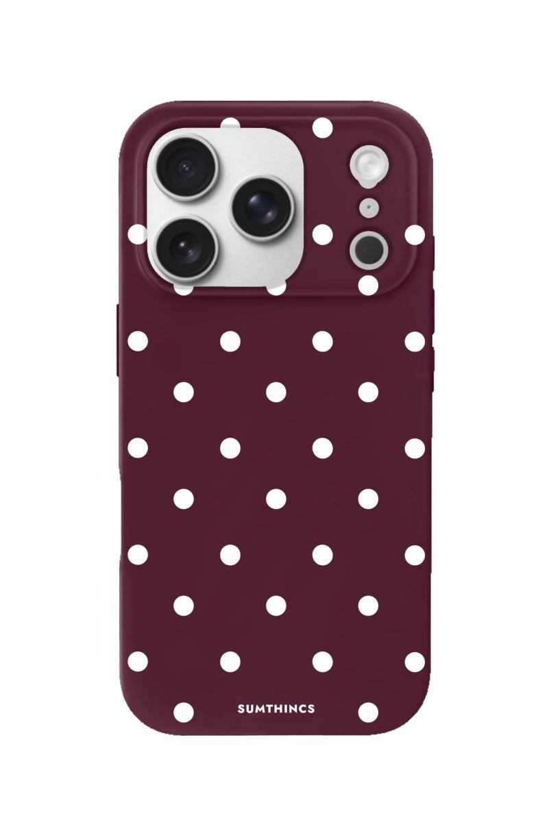 iPhone 17 Pro Polka Dot Premium Telefon Kılıfı Bordo - SUMTHINCS
