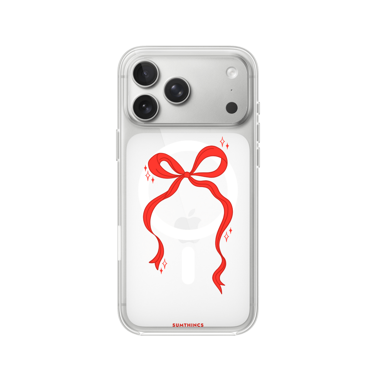 iPhone 17 Pro Red Bow Clear Magsafe Şeffaf Telefon Kılıfı - SUMTHINCS