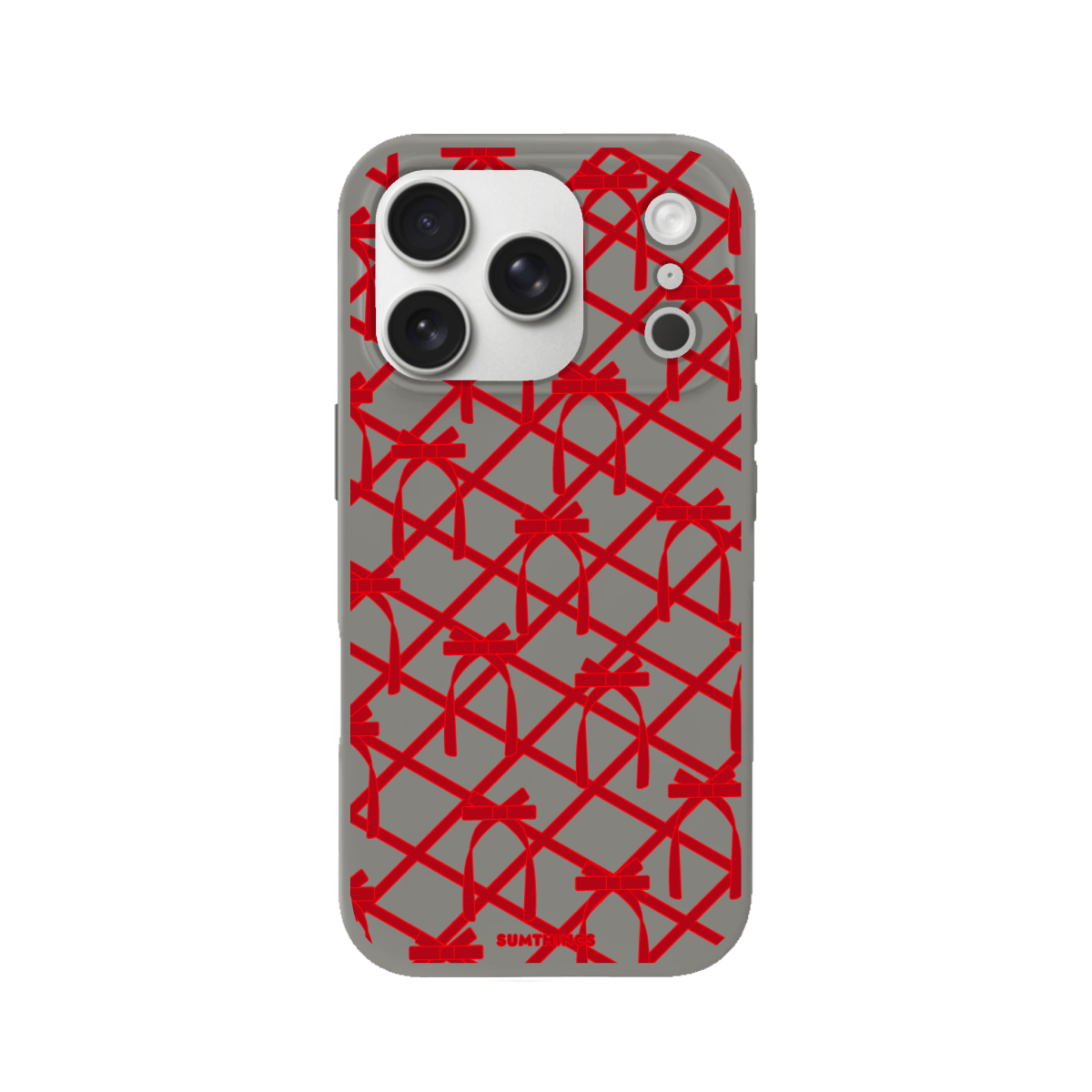 iPhone 17 Pro Ribbon Grid Premium Telefon Kılıfı Gri - SUMTHINCS