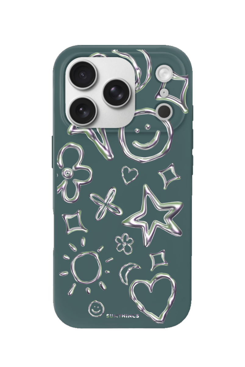 iPhone 17 Pro Silver Doodles Premium Telefon Kılıfı Kaktüs Yeşili - SUMTHINCS