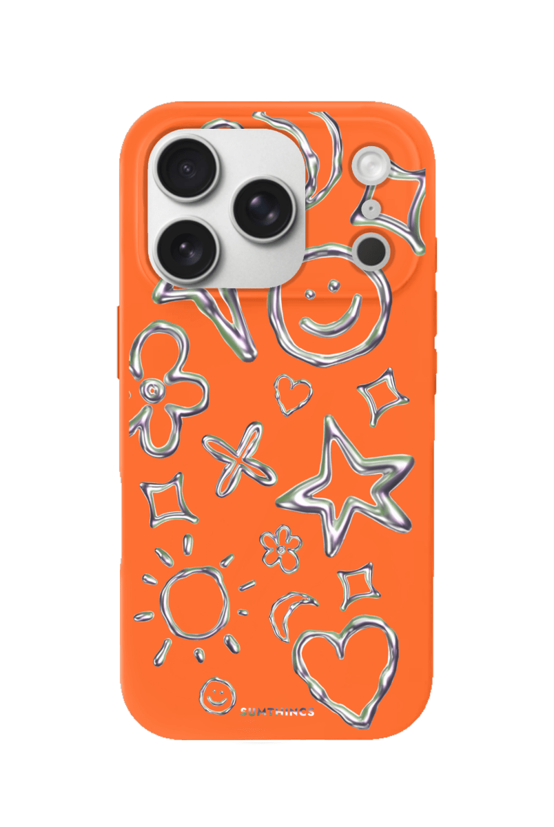 iPhone 17 Pro Silver Doodles Premium Telefon Kılıfı Turuncu - SUMTHINCS