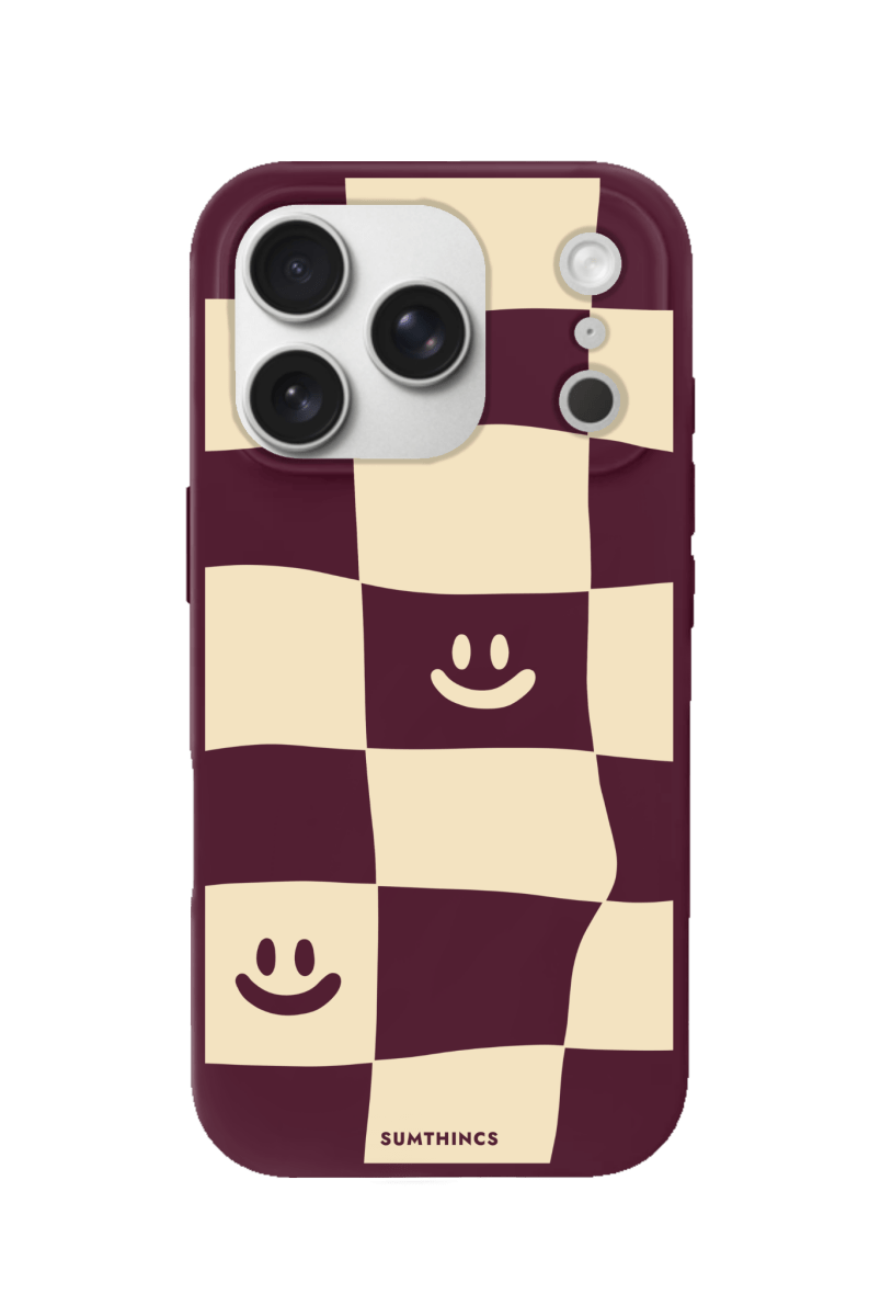 iPhone 17 Pro Smiling Check Premium Telefon Kılıfı Bordo - SUMTHINCS