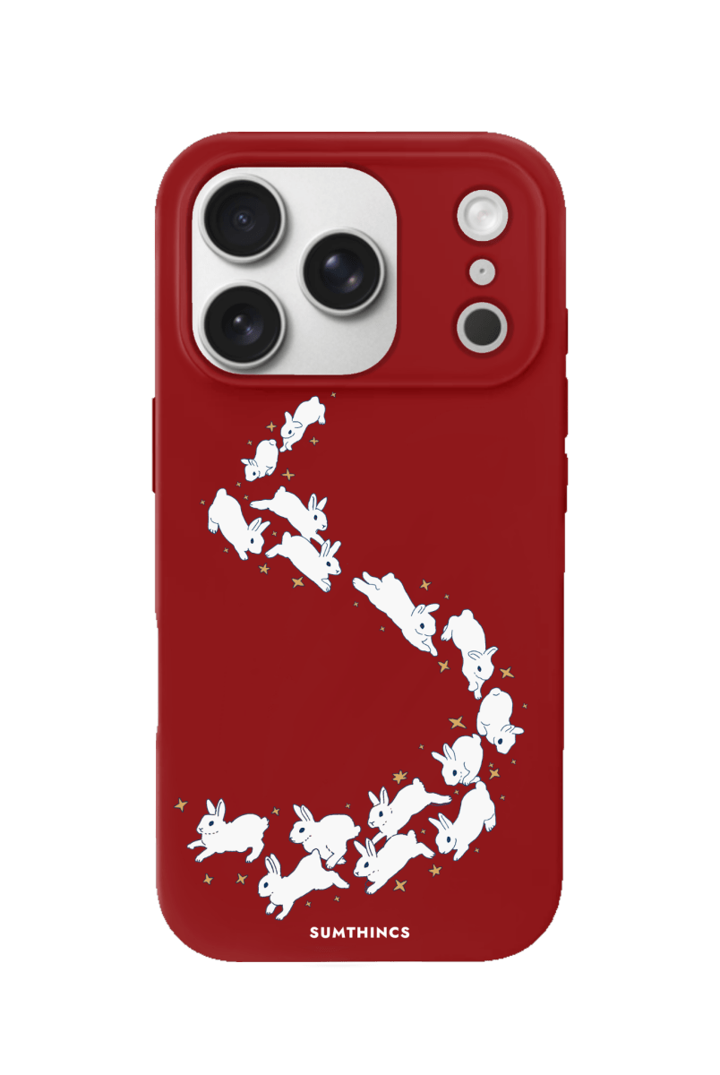iPhone 17 Pro Starry Bunnies Premium Telefon Kılıfı Kırmızı - SUMTHINCS