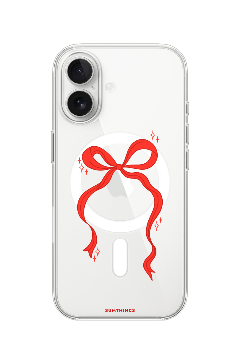 iPhone 17 Red Bow Clear Magsafe Şeffaf Telefon Kılıfı - SUMTHINCS