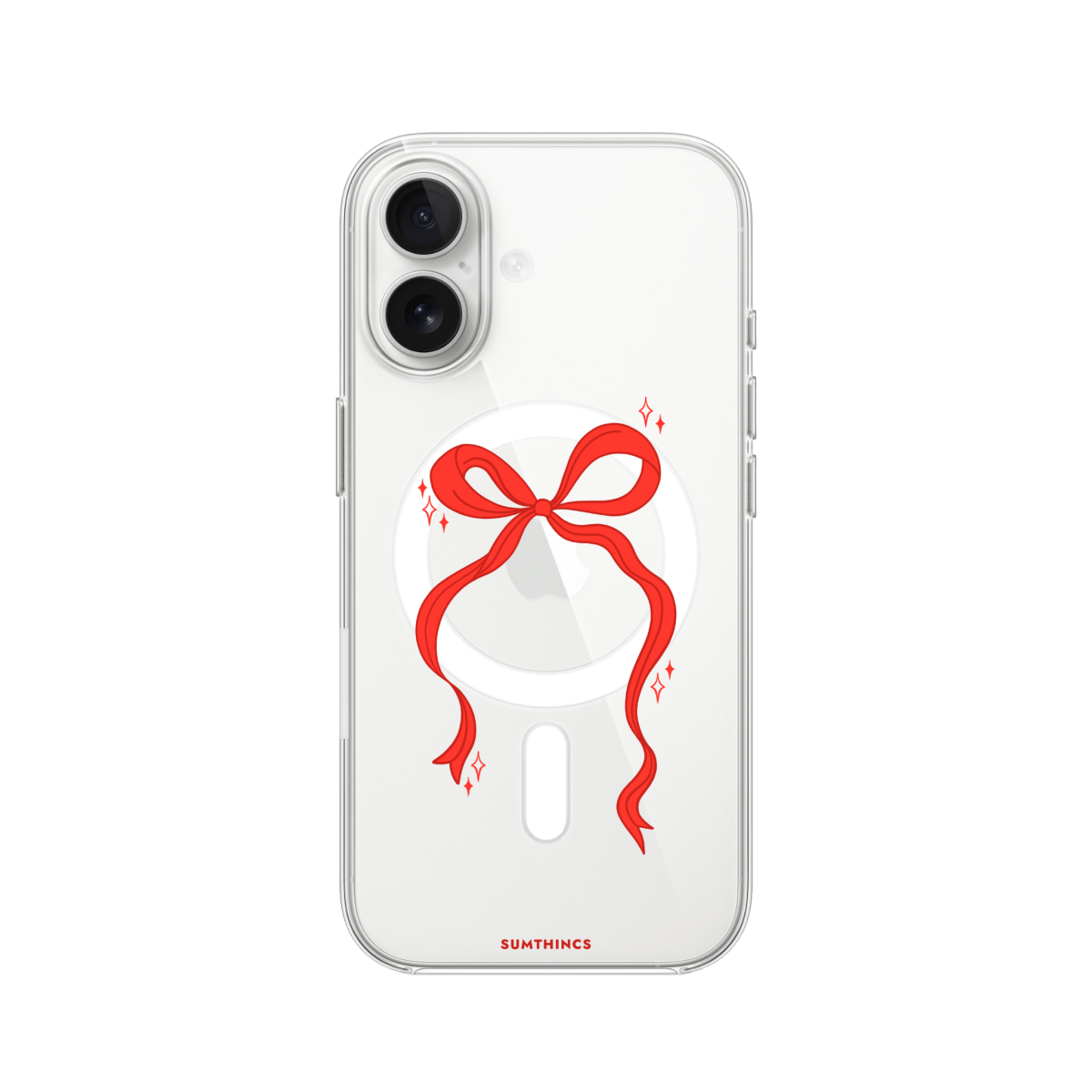 iPhone 17 Red Bow Clear Magsafe Şeffaf Telefon Kılıfı - SUMTHINCS