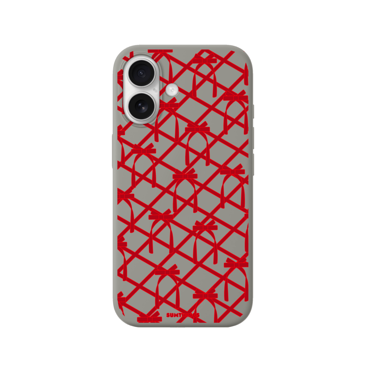 iPhone 17 Ribbon Grid Premium Telefon Kılıfı Gri - SUMTHINCS