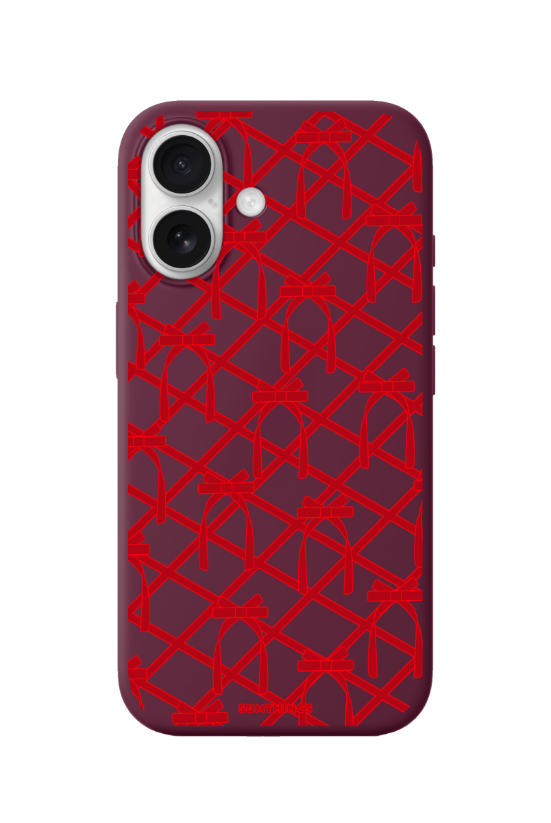 iPhone 17 Ribbon Grid Premium Telefon Kılıfı Bordo - SUMTHINCS