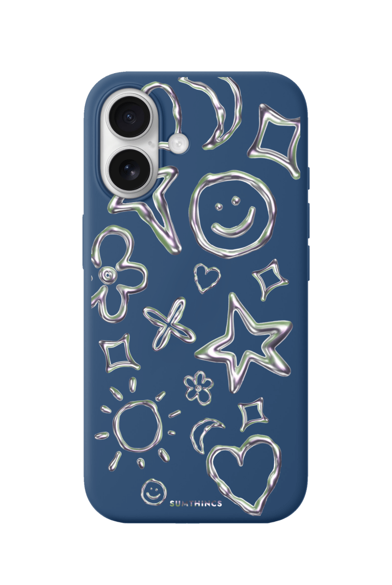 iPhone 17 Silver Doodles Premium Telefon Kılıfı Pasifik Mavi - SUMTHINCS