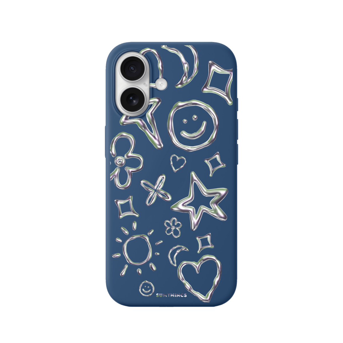 iPhone 17 Silver Doodles Premium Telefon Kılıfı Pasifik Mavi - SUMTHINCS