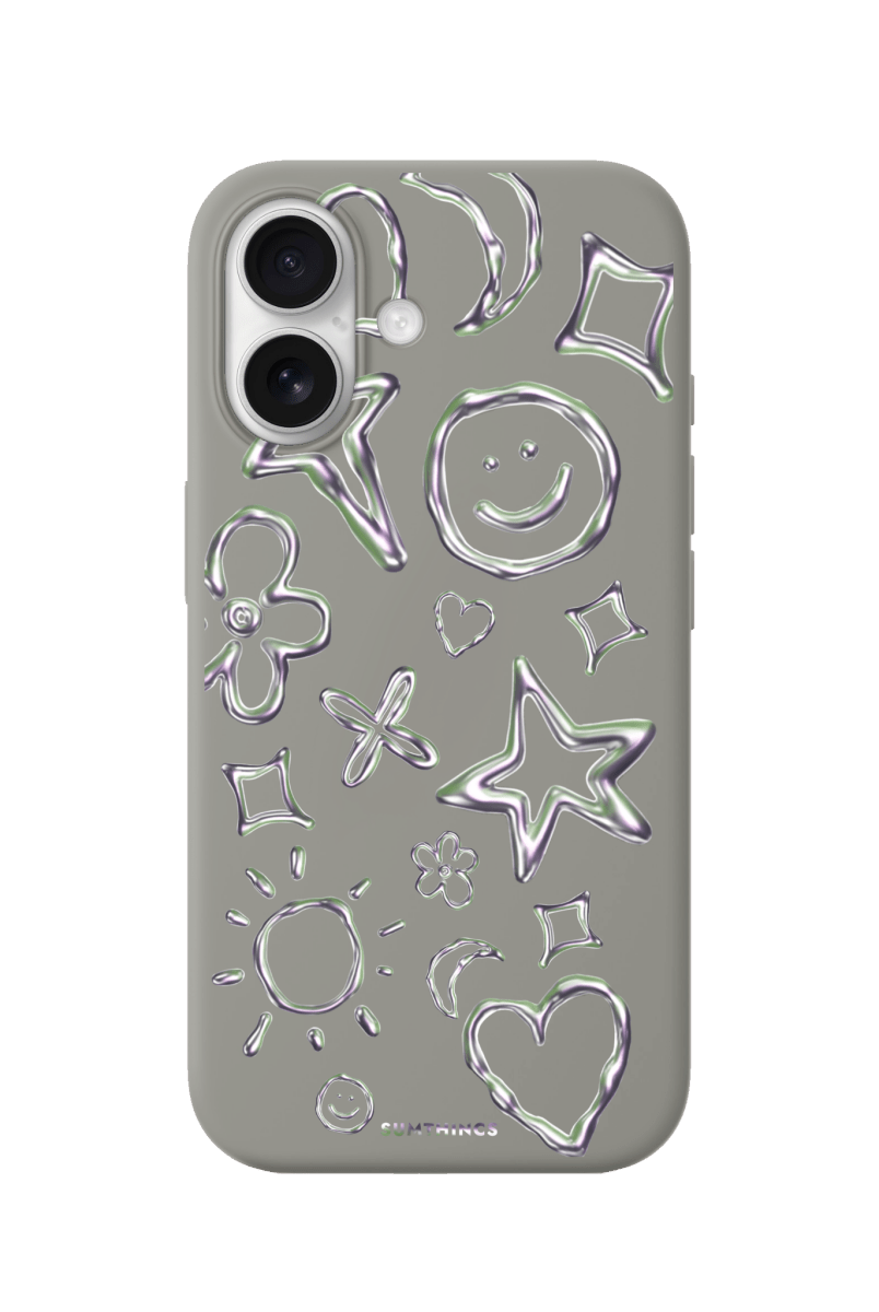 iPhone 17 Silver Doodles Premium Telefon Kılıfı Gri - SUMTHINCS