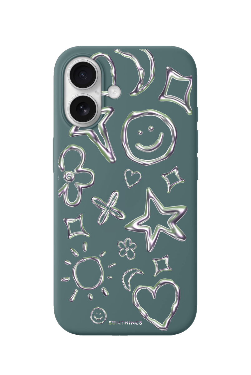 iPhone 17 Silver Doodles Premium Telefon Kılıfı Kaktüs Yeşili - SUMTHINCS