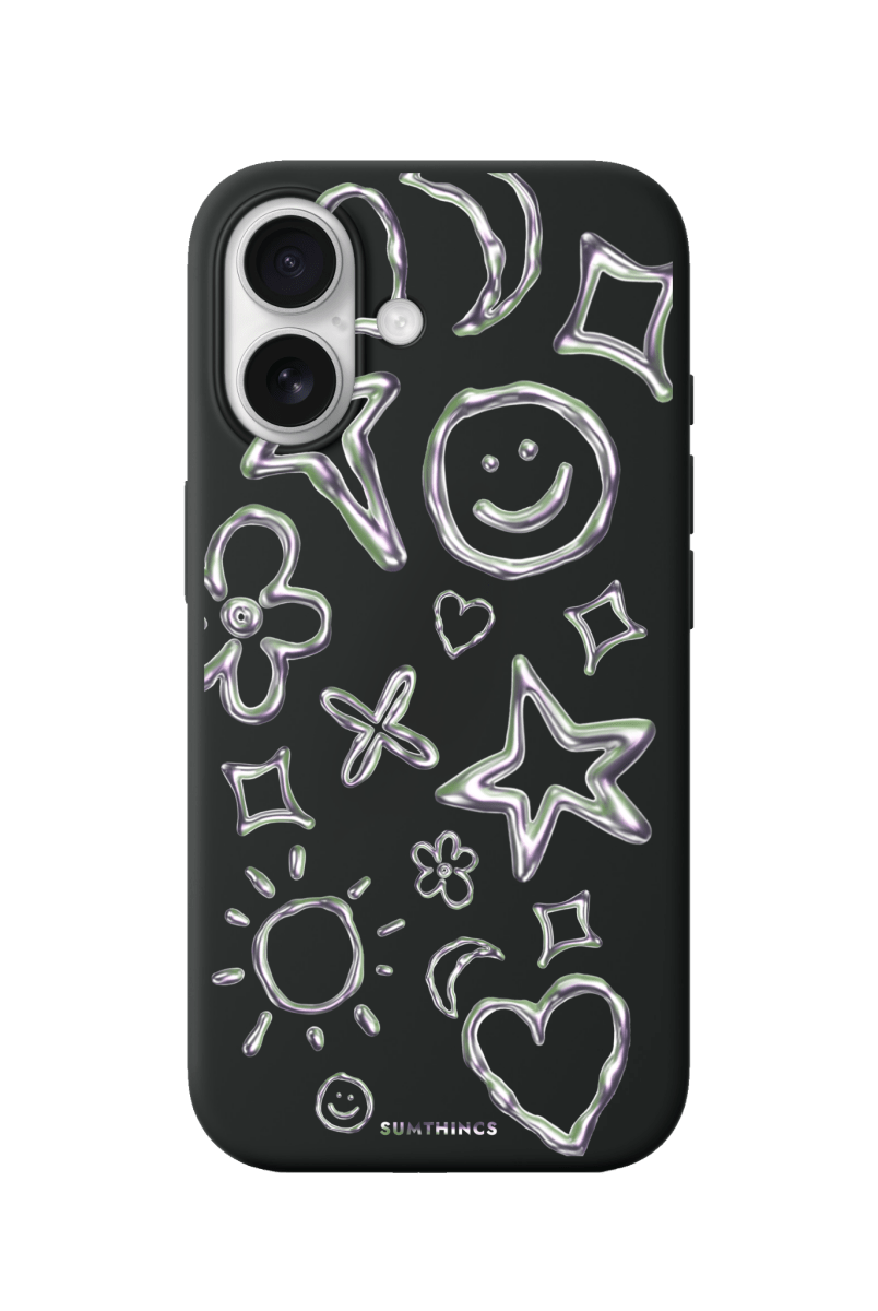 iPhone 17 Silver Doodles Premium Telefon Kılıfı Siyah - SUMTHINCS