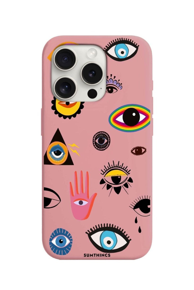 iPhone 7 Plus/8 Plus Eye Stickers Premium Telefon Kılıfı Pembe - SUMTHINCS