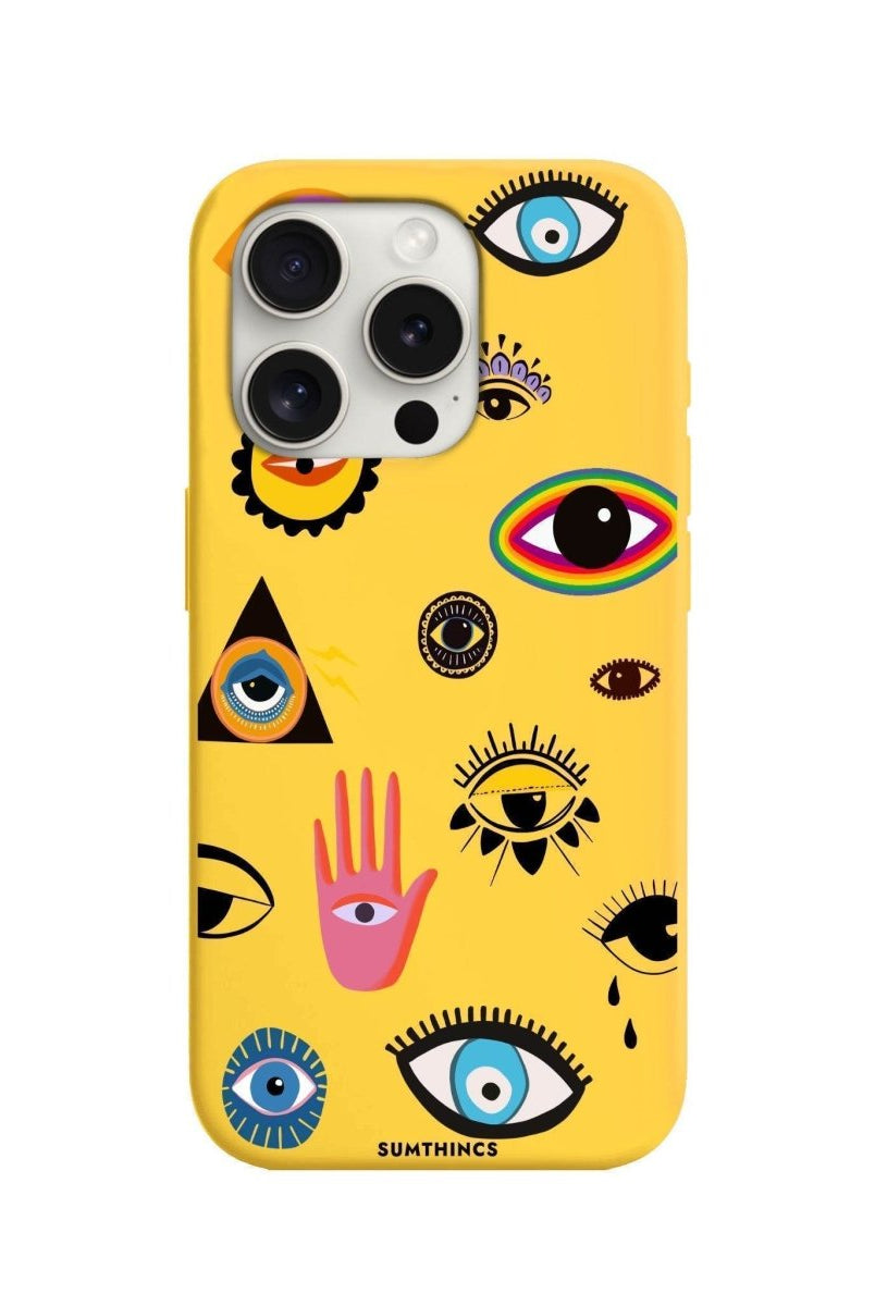 iPhone 7 Plus/8 Plus Eye Stickers Premium Telefon Kılıfı Sarı - SUMTHINCS