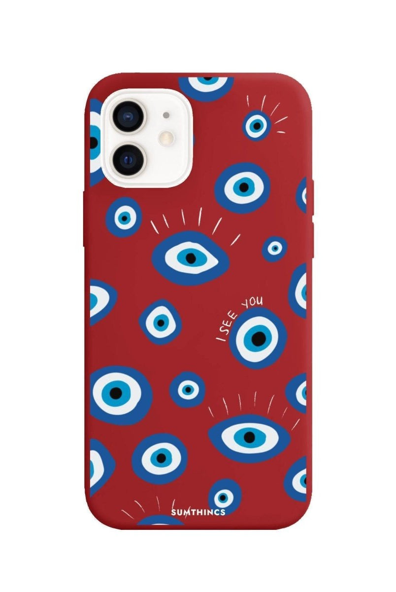 iPhone 7 Plus/8 Plus I See You Premium Telefon Kılıfı Kırmızı - SUMTHINCS