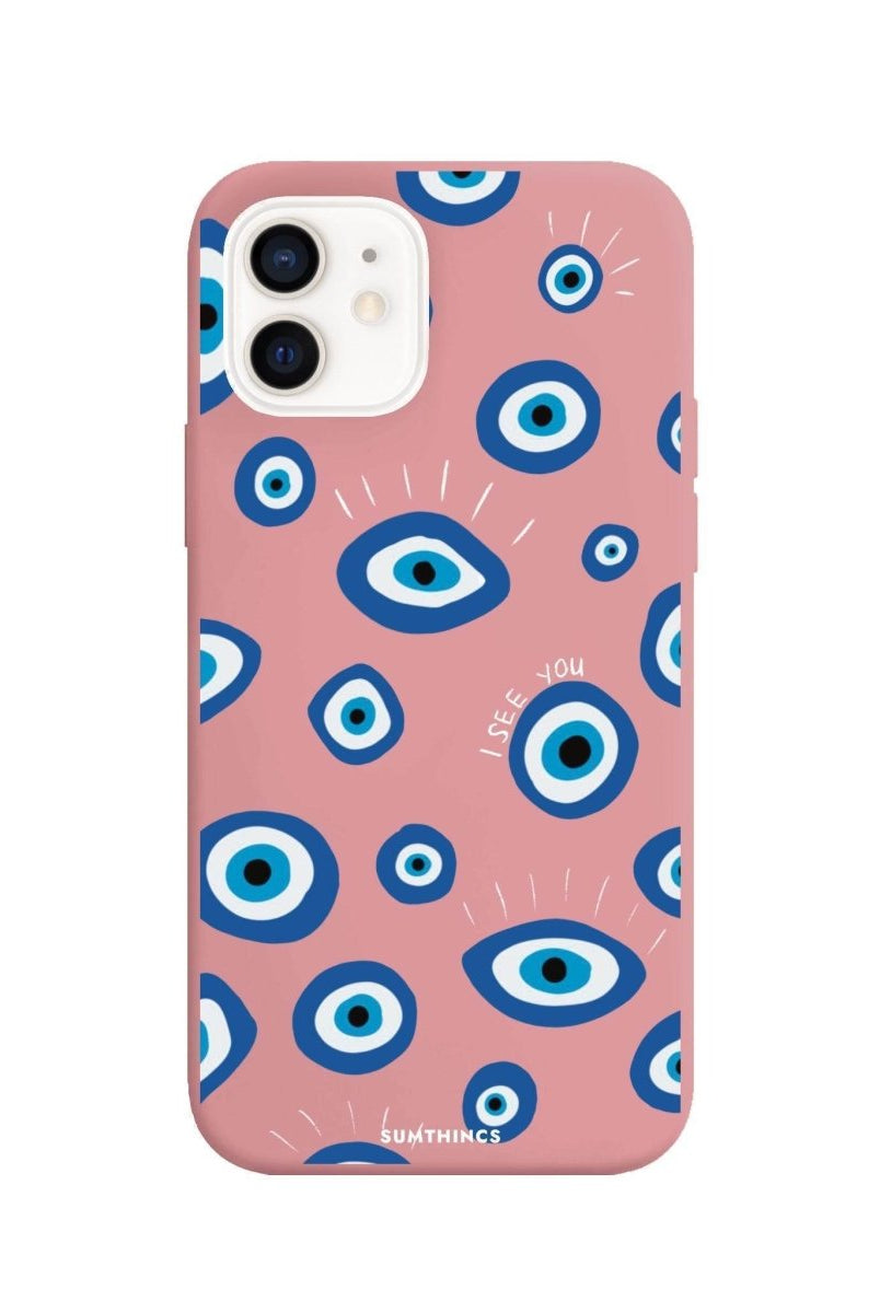 iPhone 7 Plus/8 Plus I See You Premium Telefon Kılıfı Pembe - SUMTHINCS
