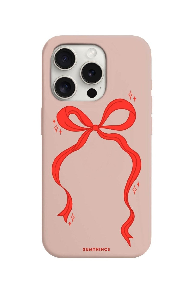 iPhone 7 Plus/8 Plus Red Bow Premium Telefon Kılıfı Bej - SUMTHINCS