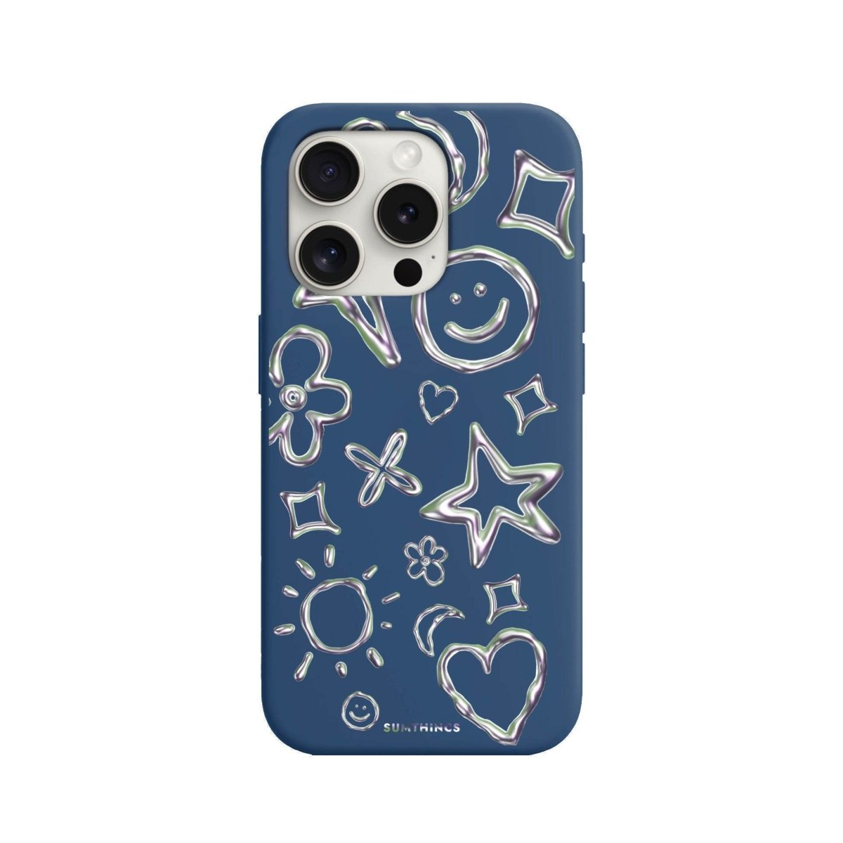 iPhone 7 Plus/8 Plus Silver Doodles Premium Telefon Kılıfı Pasifik Mavi - SUMTHINCS