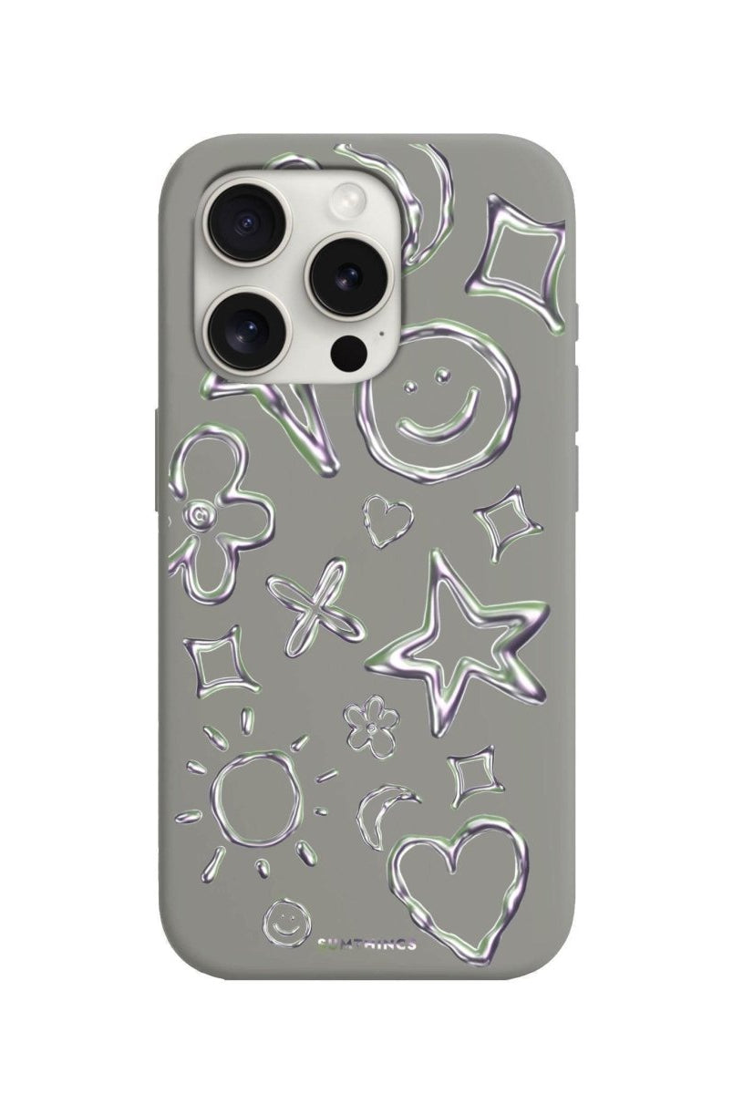 iPhone 7 Plus/8 Plus Silver Doodles Premium Telefon Kılıfı Gri - SUMTHINCS
