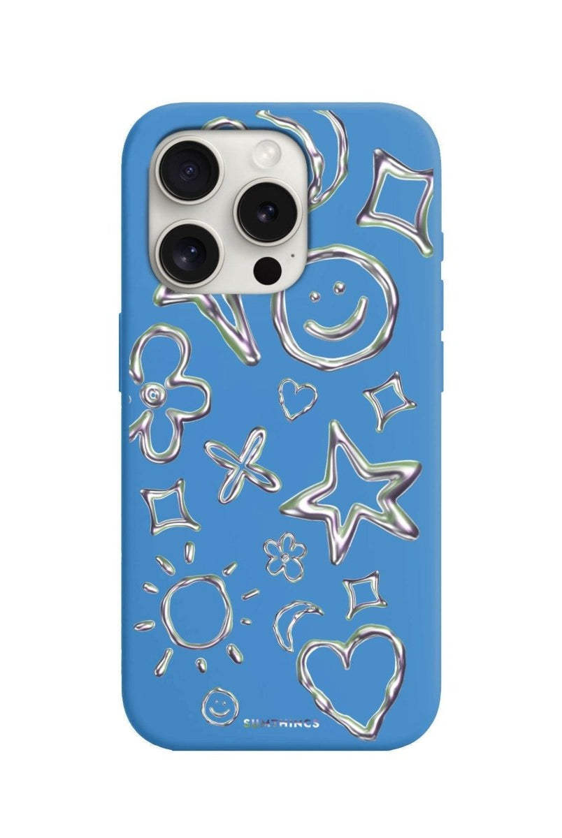 iPhone 7 Plus/8 Plus Silver Doodles Premium Telefon Kılıfı Mavi - SUMTHINCS