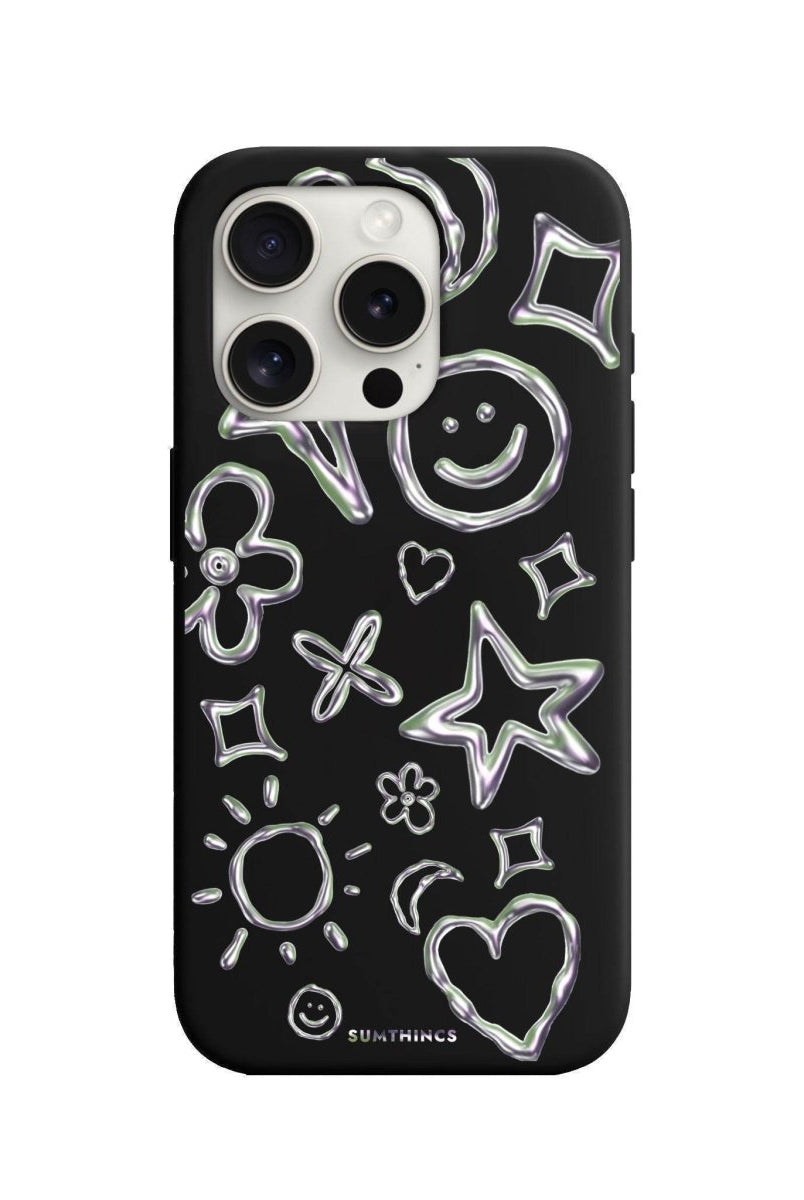 iPhone 7 Plus/8 Plus Silver Doodles Premium Telefon Kılıfı Siyah - SUMTHINCS