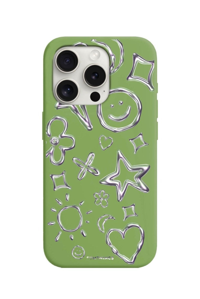 iPhone 7 Plus/8 Plus Silver Doodles Premium Telefon Kılıfı Fıstık Yeşili - SUMTHINCS