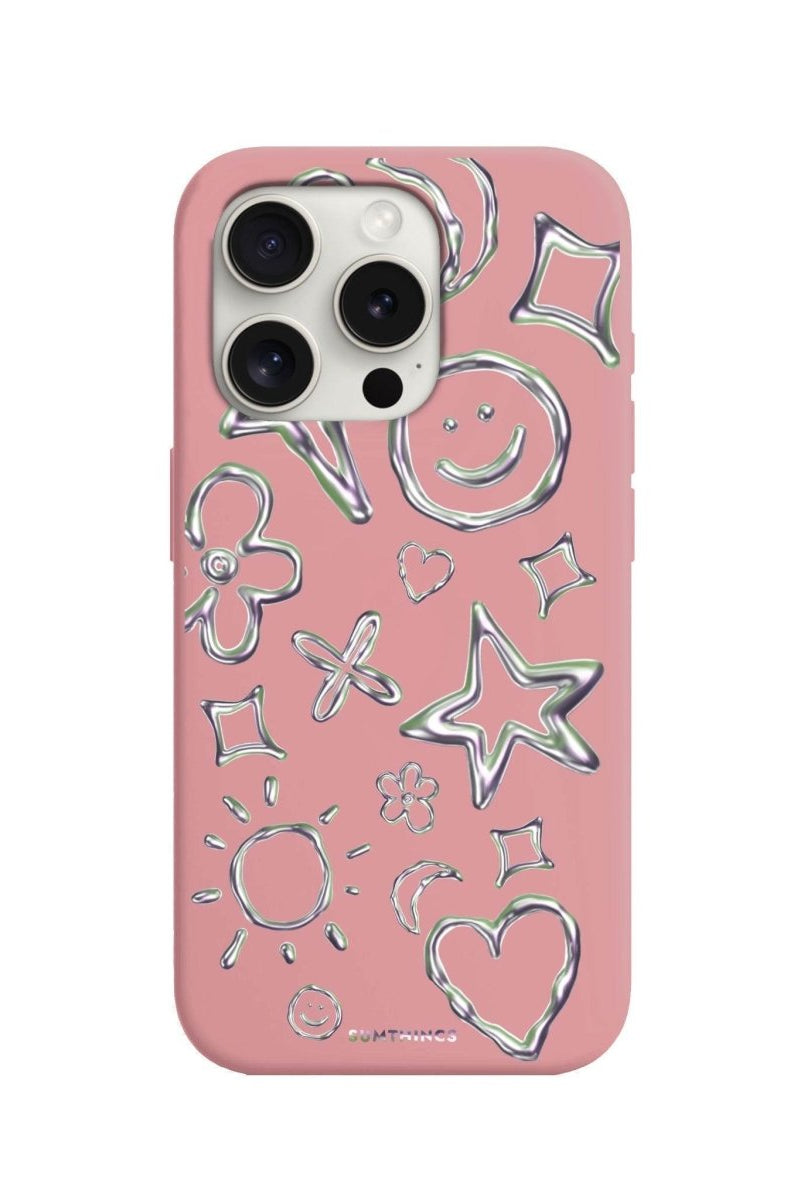 iPhone 7 Plus/8 Plus Silver Doodles Premium Telefon Kılıfı Pembe - SUMTHINCS