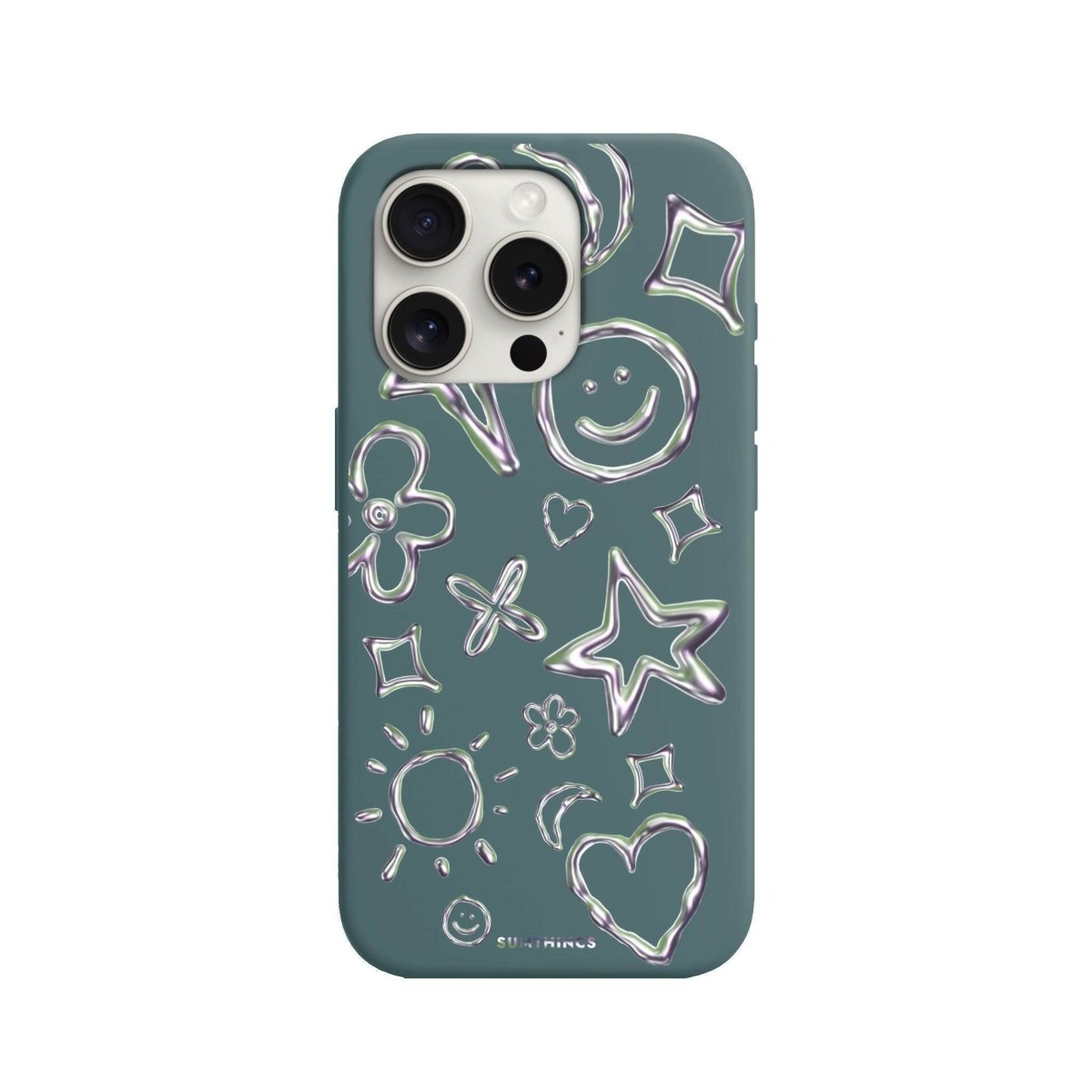 iPhone 7 Plus/8 Plus Silver Doodles Premium Telefon Kılıfı Kaktüs Yeşili - SUMTHINCS