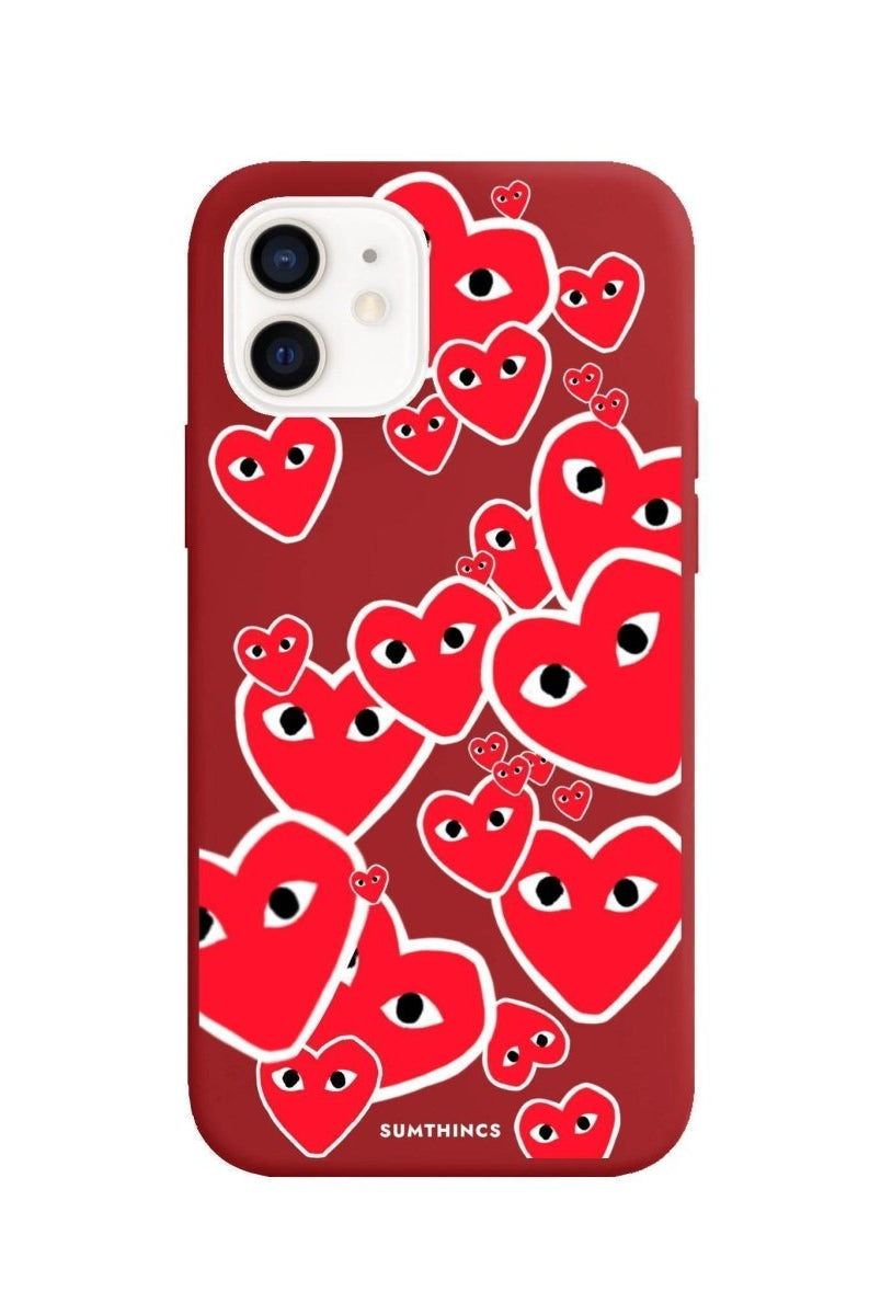 iPhone 7/8/SE 2020 Hearts Premium Telefon Kılıfı Kırmızı - SUMTHINCS