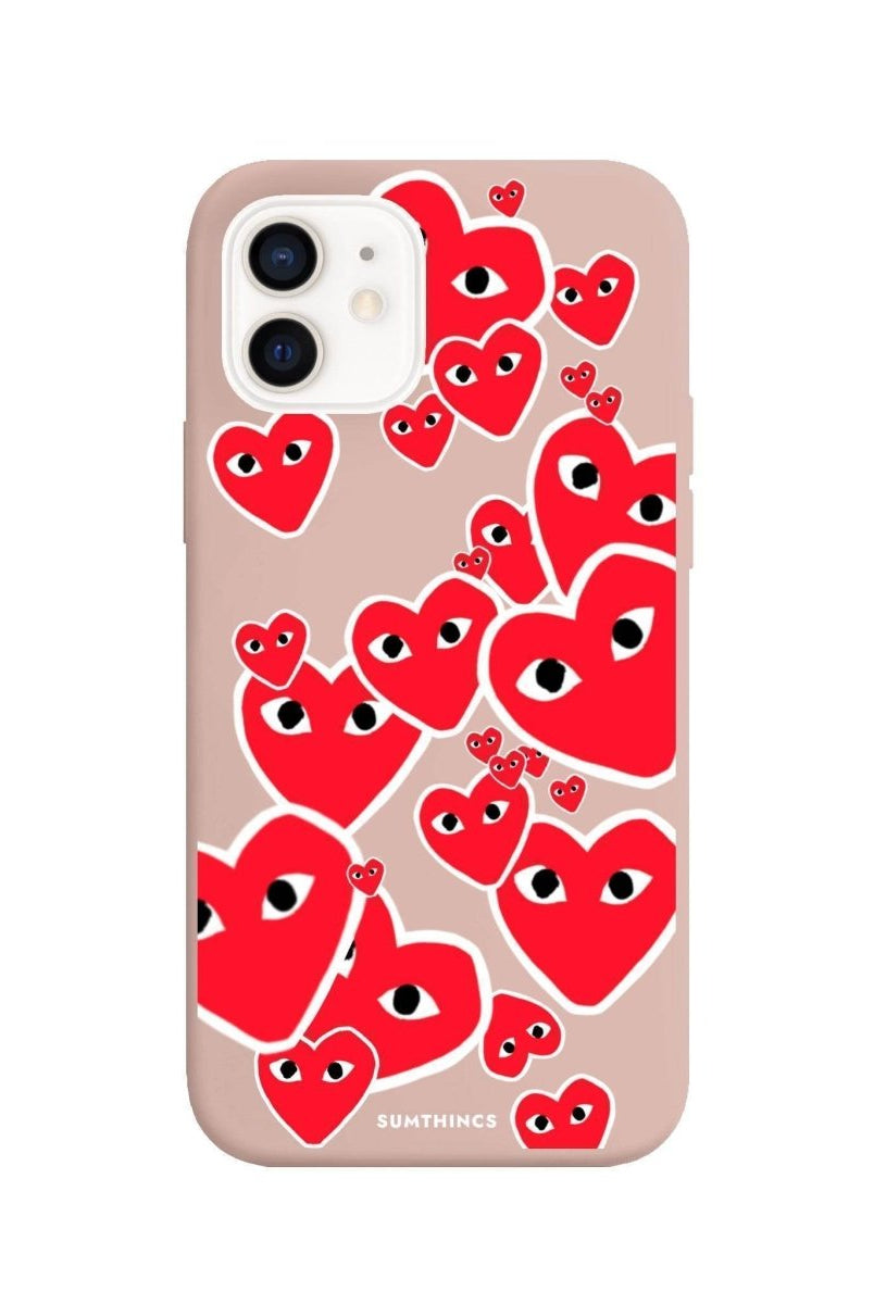 iPhone 7/8/SE 2020 Hearts Premium Telefon Kılıfı Bej - SUMTHINCS