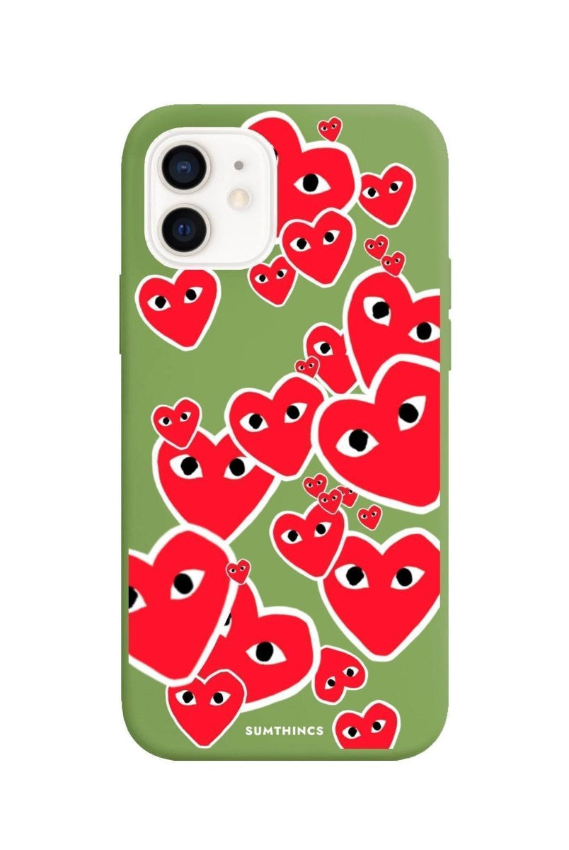 iPhone 7/8/SE 2020 Hearts Premium Telefon Kılıfı Fıstık Yeşili - SUMTHINCS