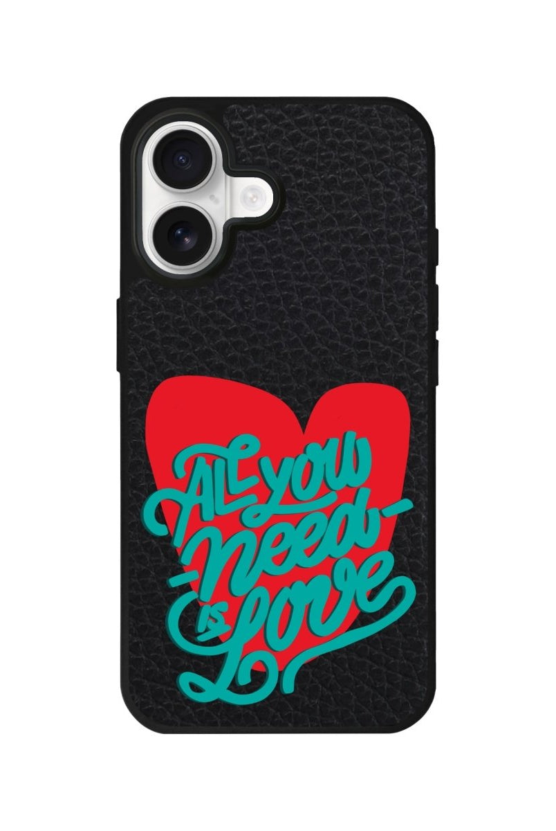 iPhone All You Need Is Love Leather Deri Telefon Kılıfı Siyah - Sumthincs