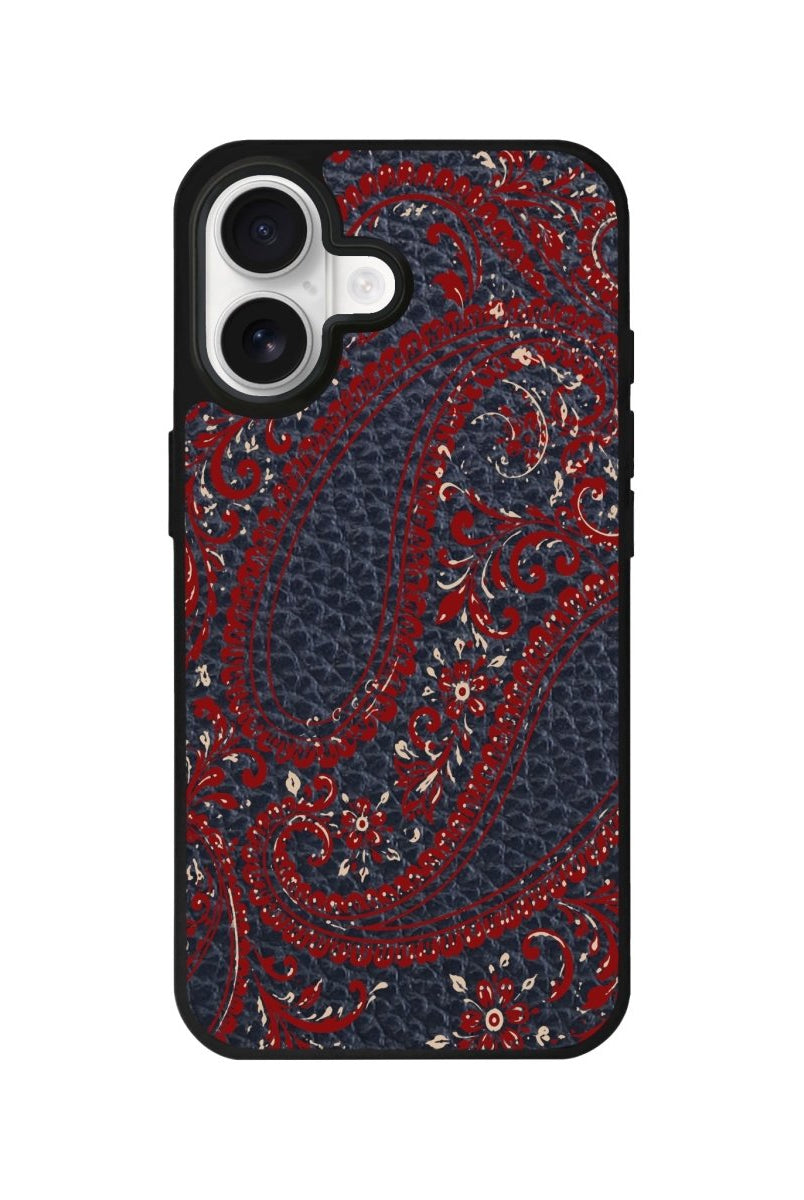 iPhone Arabesque Leather Deri Telefon Kılıfı Pasifik Mavi - Sumthincs