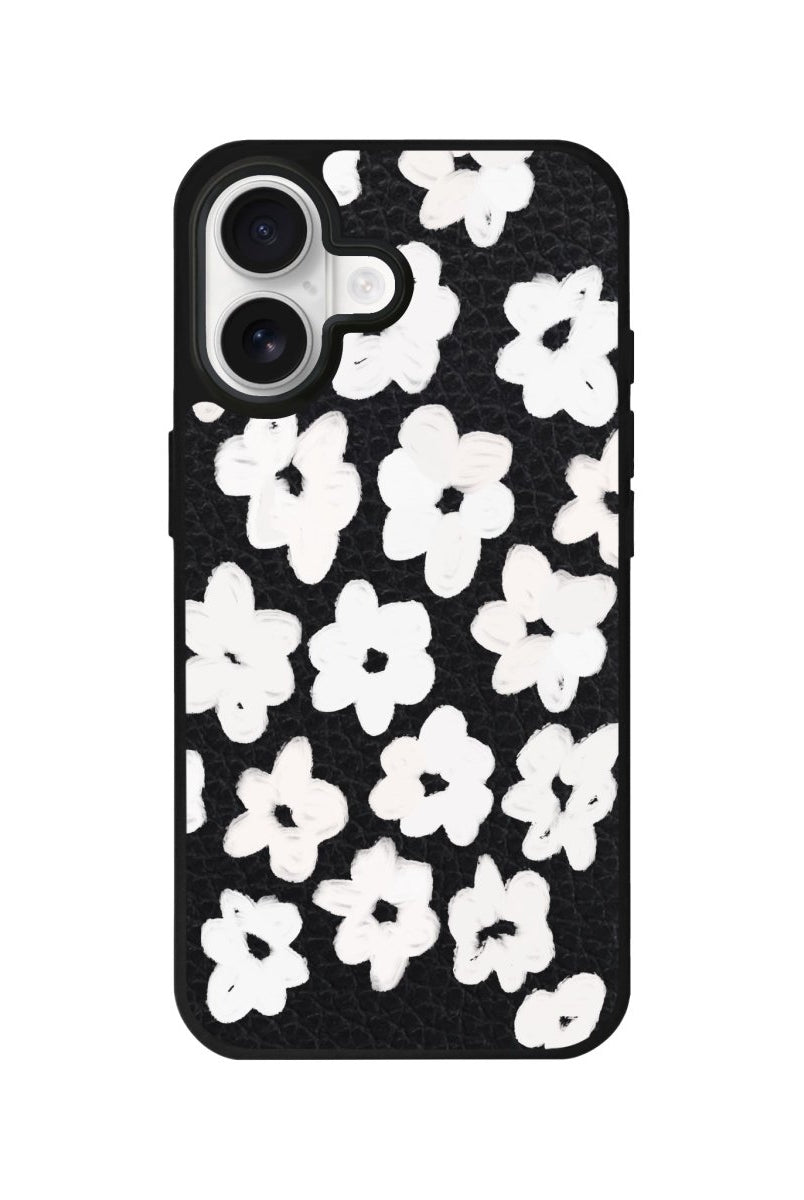 iPhone Blossoms Leather Deri Telefon Kılıfı Siyah - Sumthincs