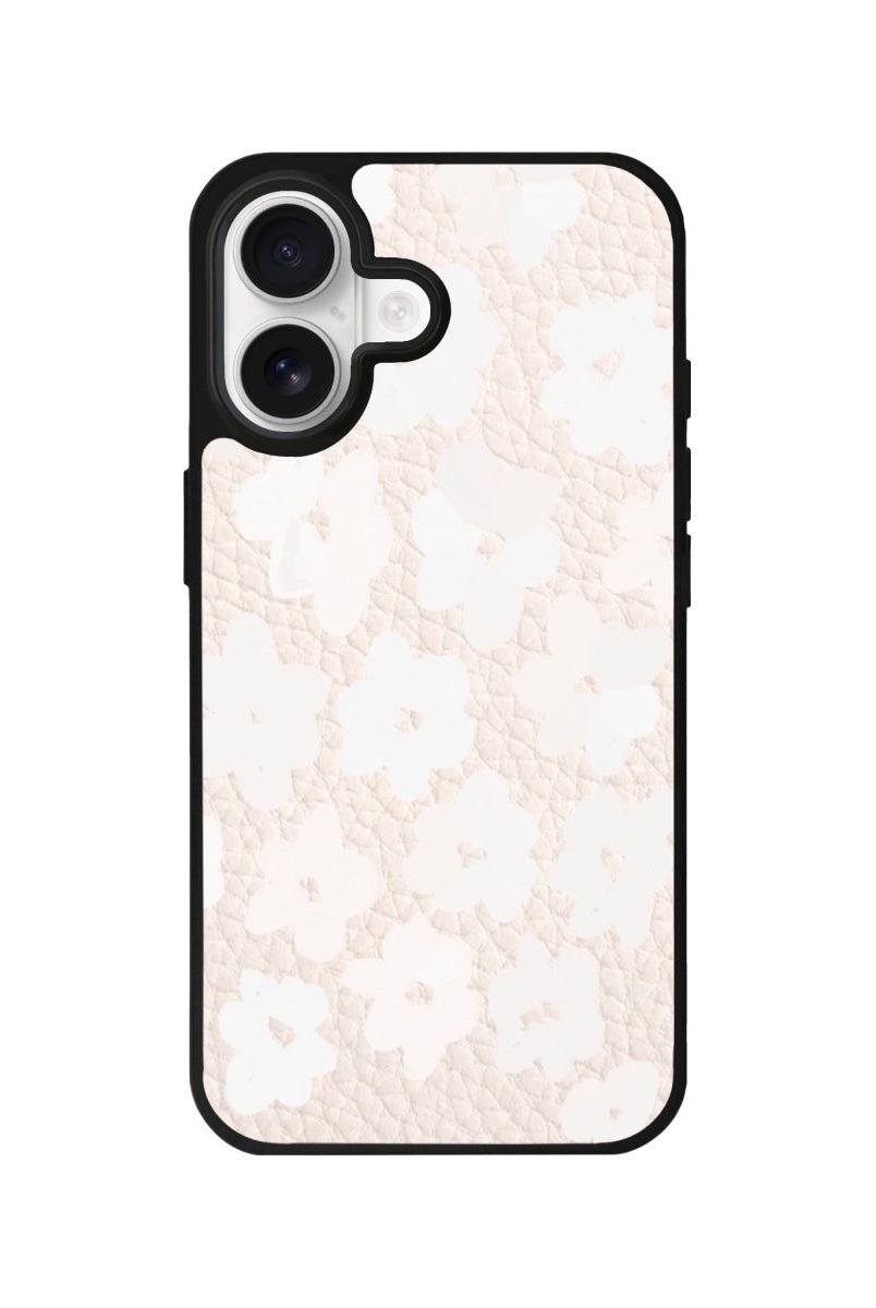 iPhone Blossoms Leather Deri Telefon Kılıfı Bej - Sumthincs