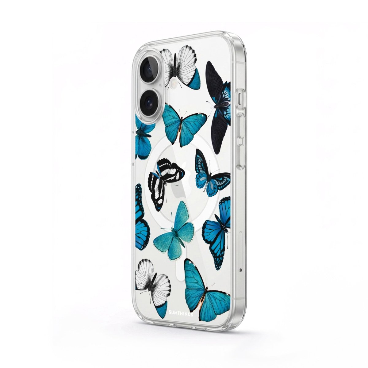 iPhone Blue Butterflies Clear Magsafe Telefon Kılıfı - Sumthincs
