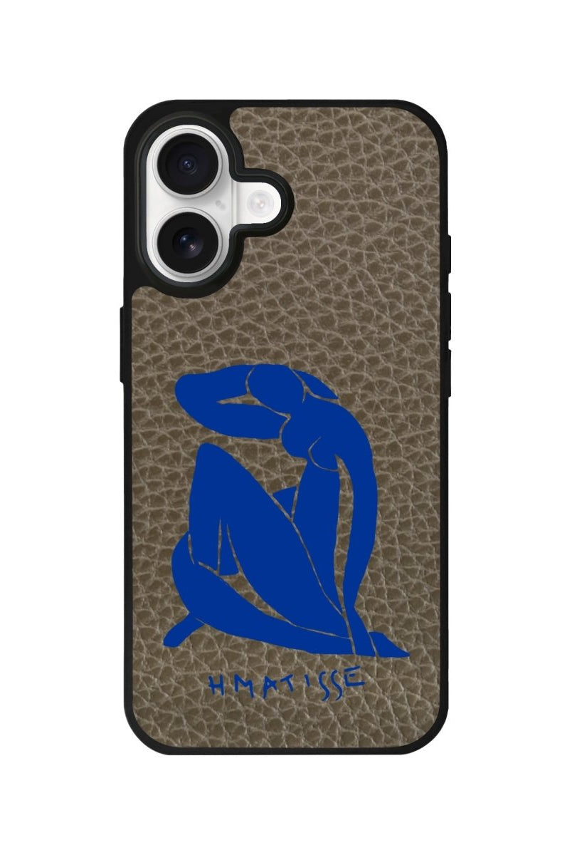 iPhone Blue Woman Leather Deri Telefon Kılıfı Haki - Sumthincs