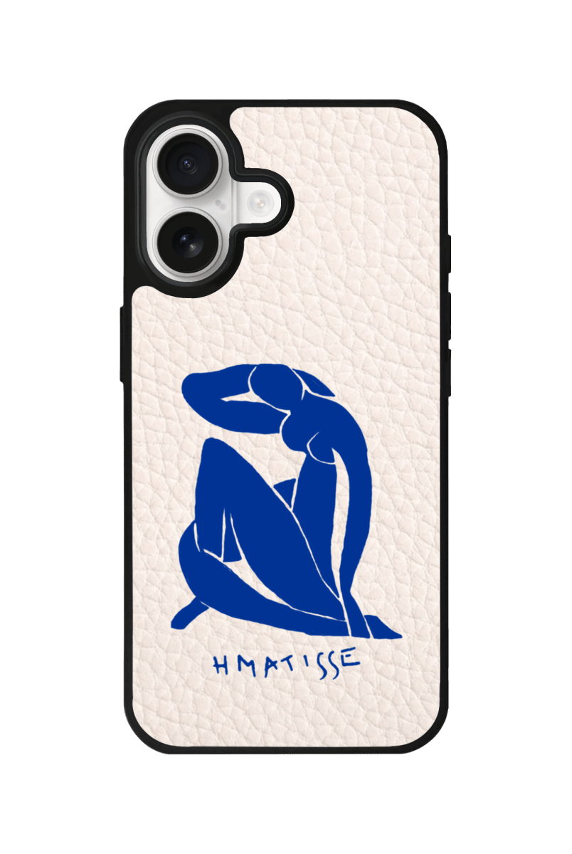 iPhone Blue Woman Leather Deri Telefon Kılıfı Bej - Sumthincs